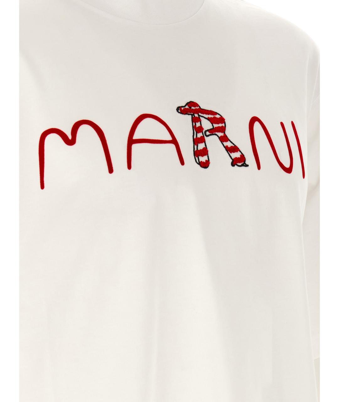 MARNI Белая хлопковая футболка, фото 4