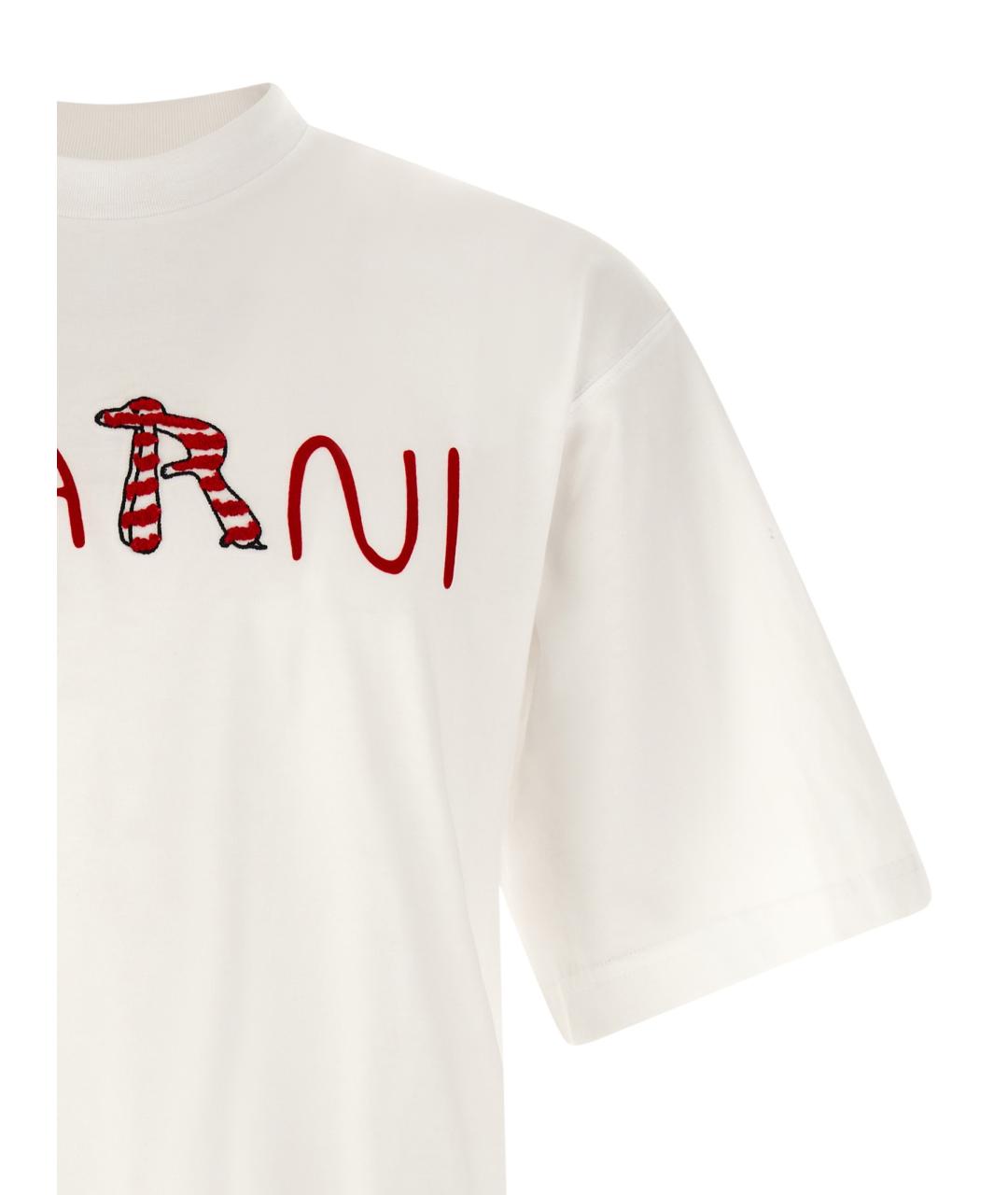 MARNI Белая хлопковая футболка, фото 3