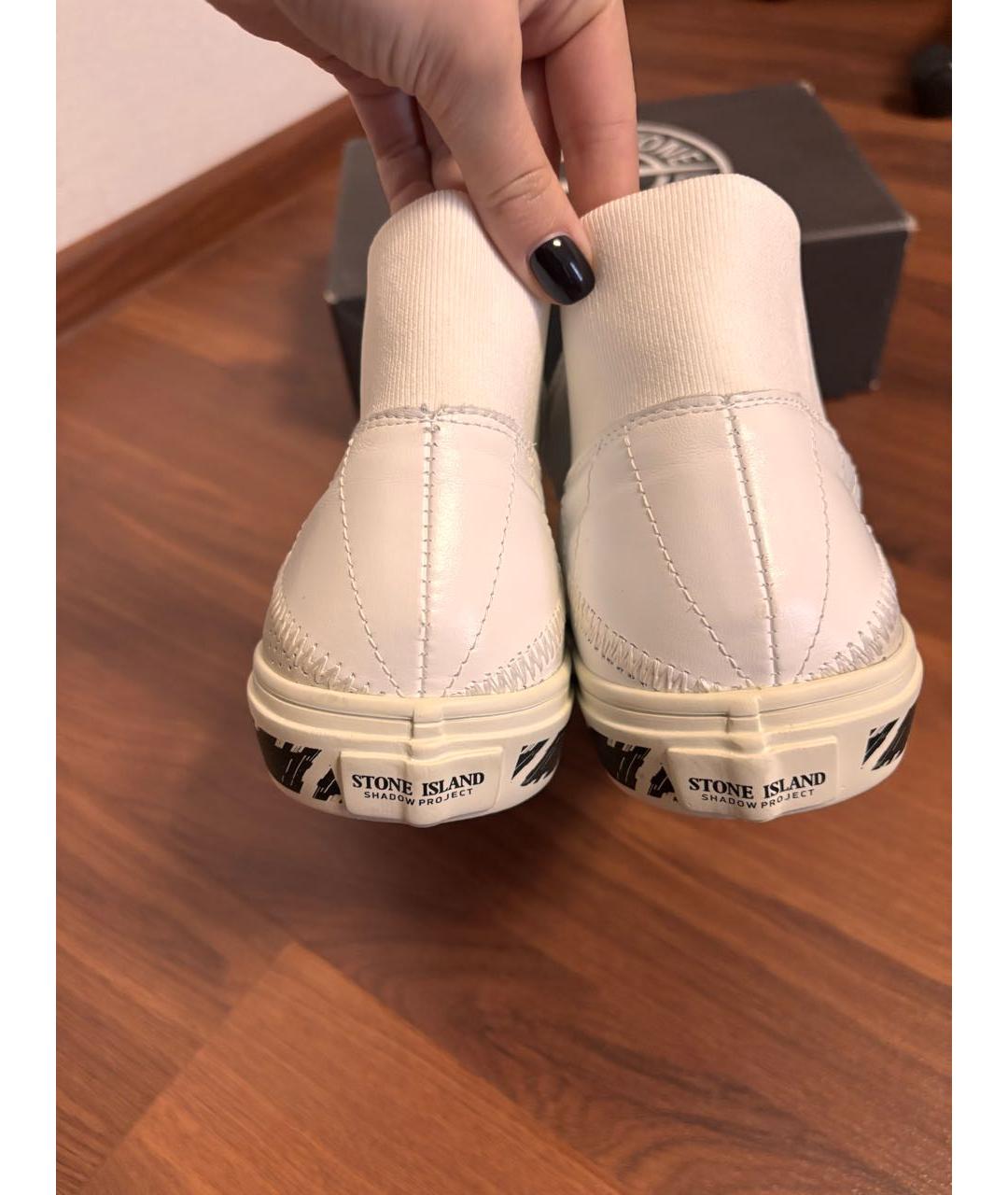 STONE ISLAND SHADOW PROJECT Белые кожаные слипоны, фото 4