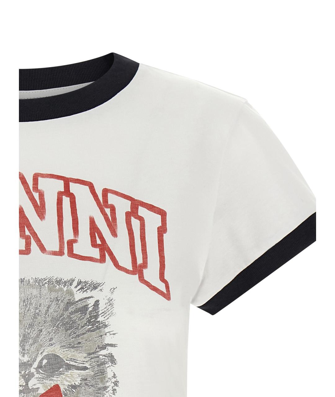 GANNI Белая хлопковая футболка, фото 3