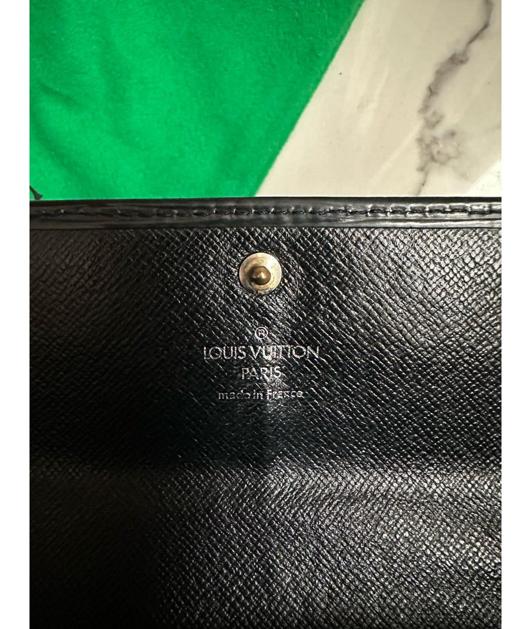 LOUIS VUITTON Черный кожаный кошелек, фото 5
