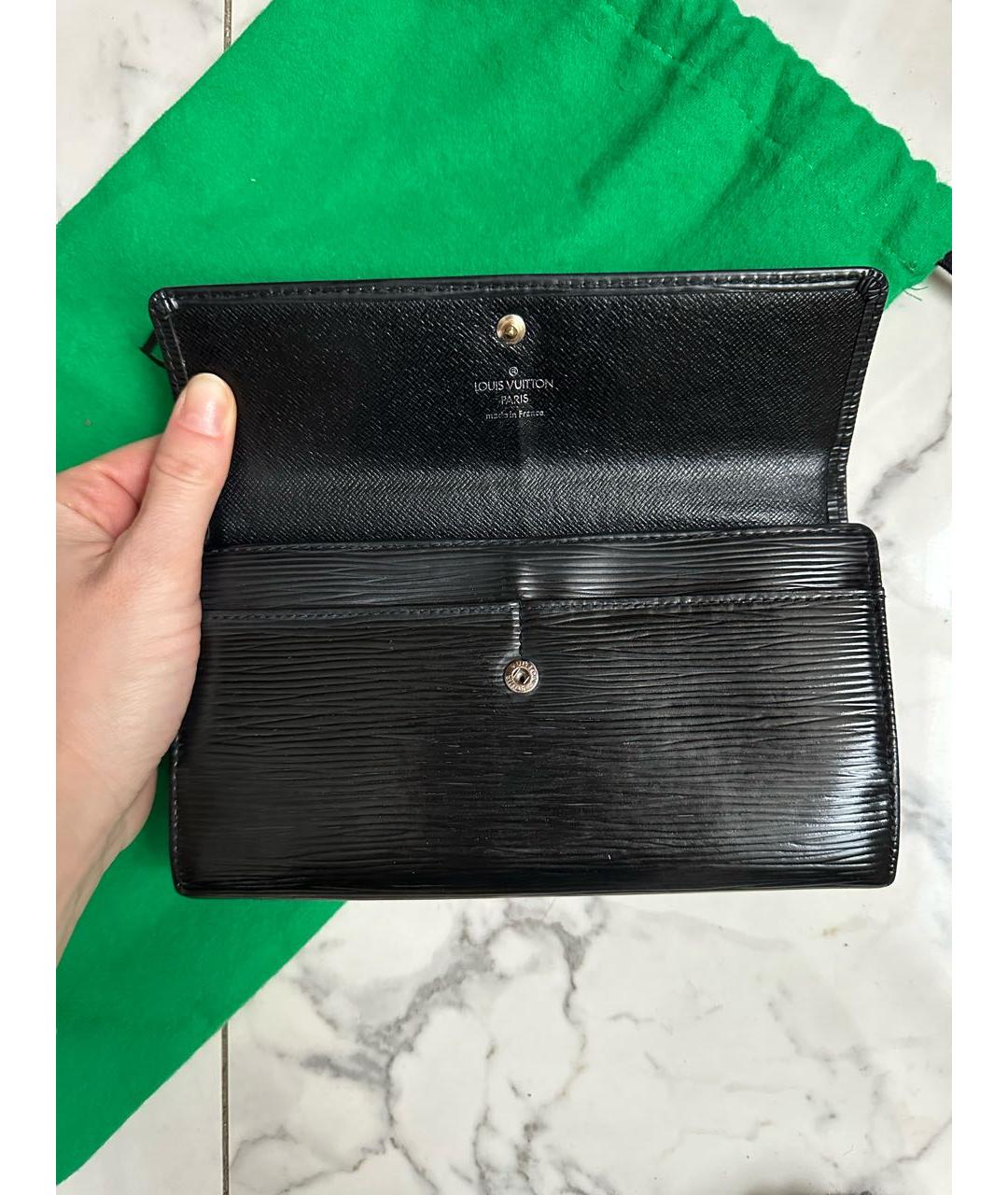 LOUIS VUITTON Черный кожаный кошелек, фото 2