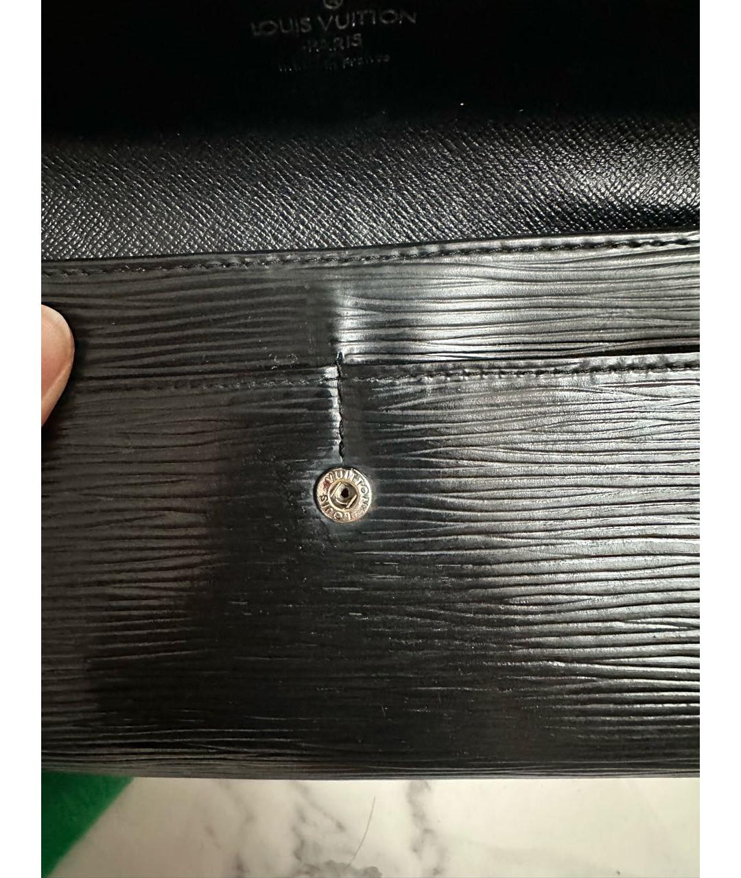LOUIS VUITTON Черный кожаный кошелек, фото 6