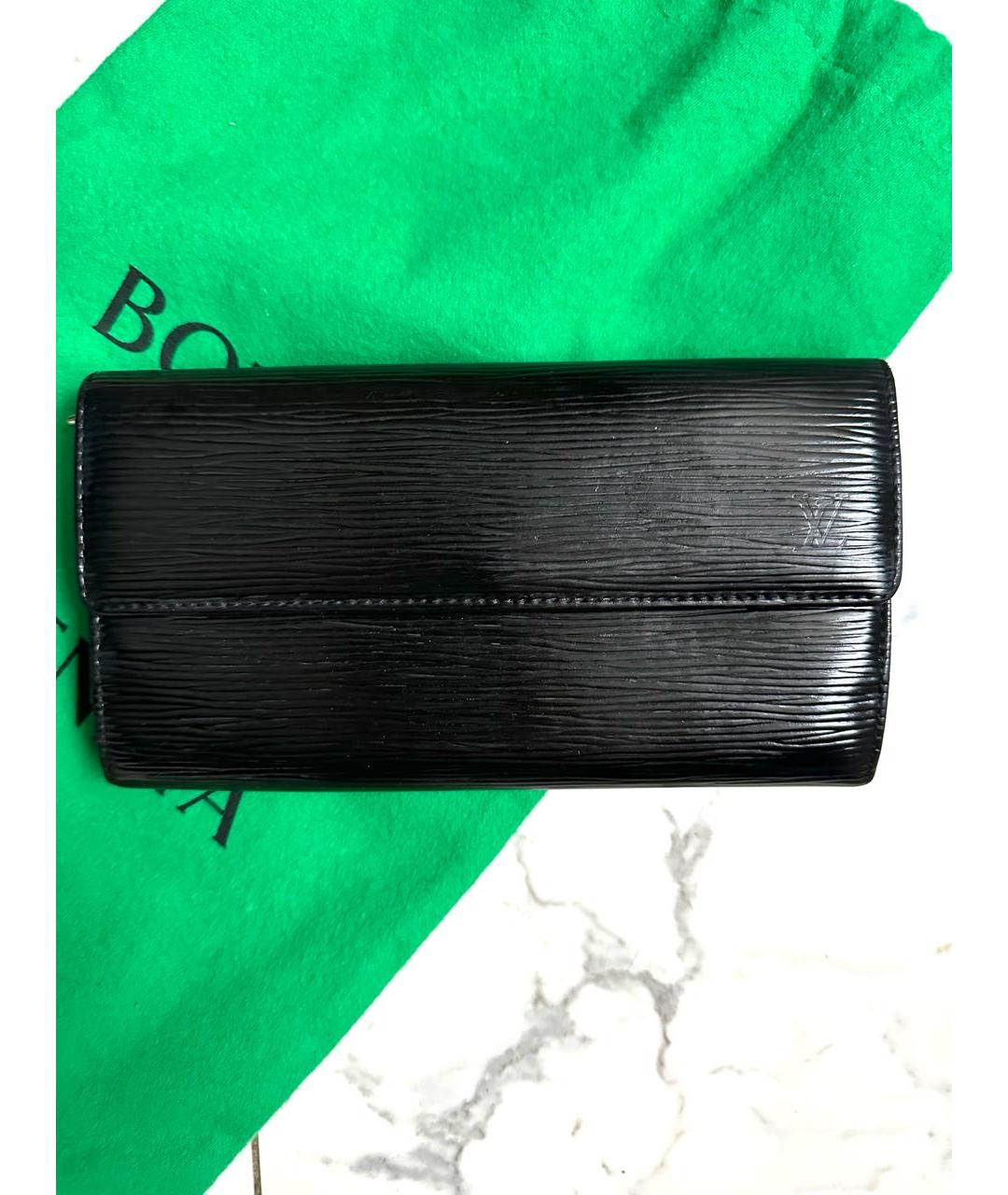 LOUIS VUITTON Черный кожаный кошелек, фото 7