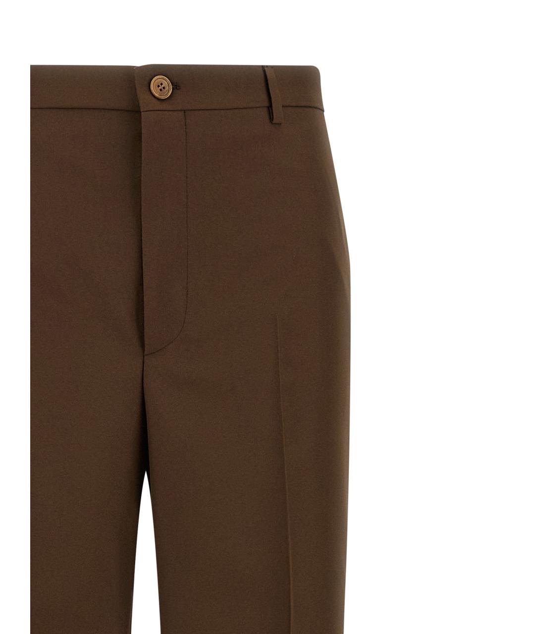 GUCCI Коричневые полиэстеровые прямые брюки, фото 3