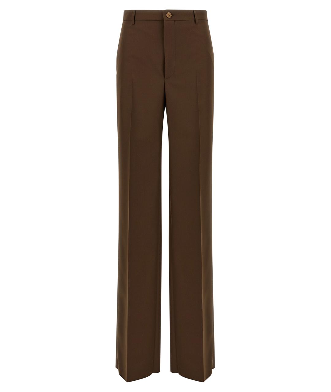 GUCCI Коричневые полиэстеровые прямые брюки, фото 1