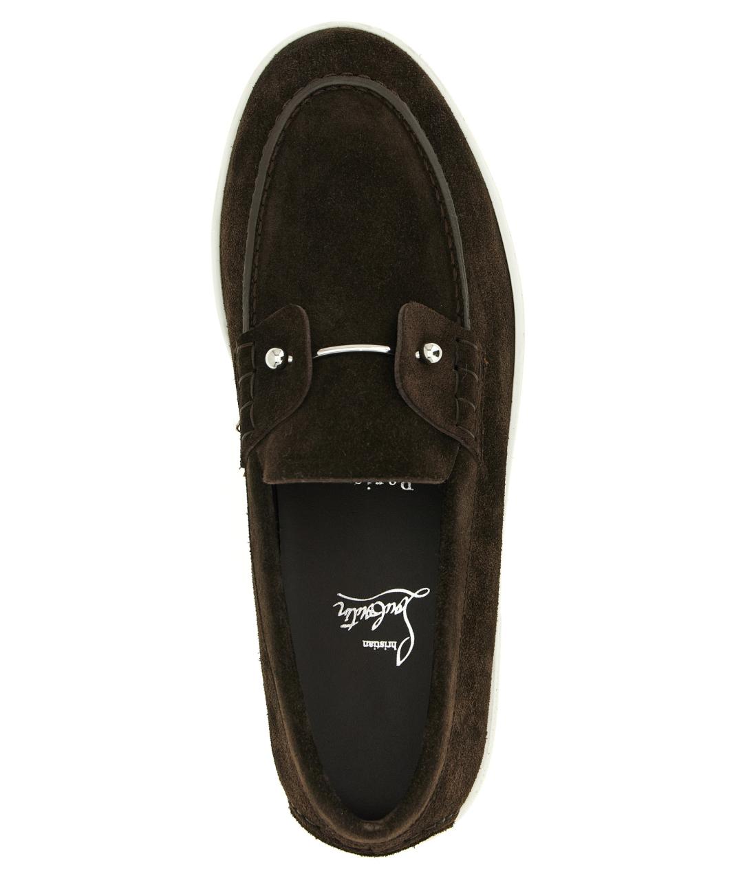 CHRISTIAN LOUBOUTIN Коричневые замшевые лоферы, фото 4