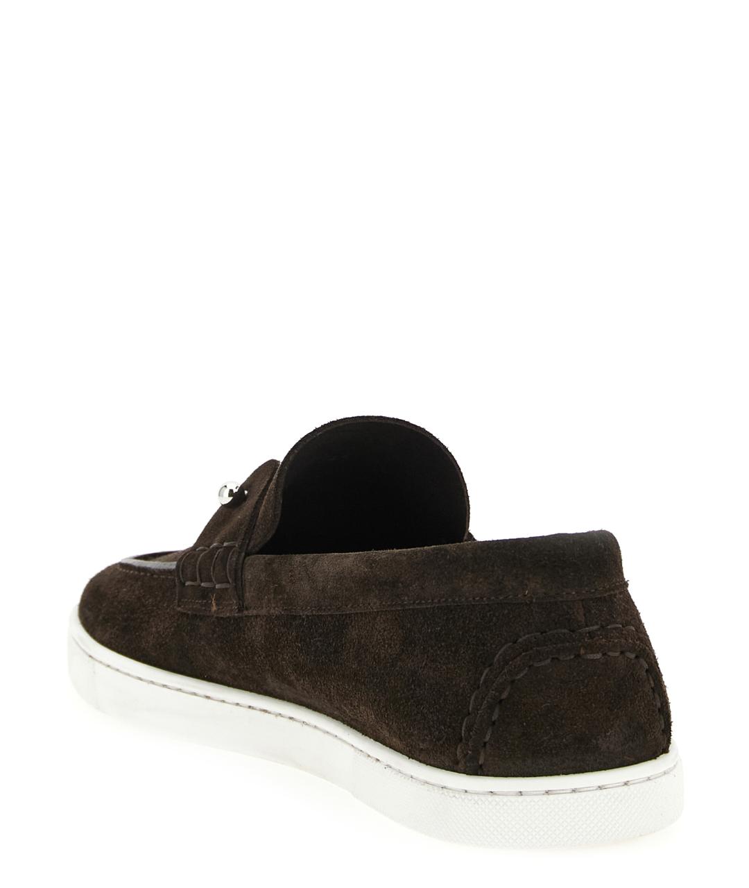 CHRISTIAN LOUBOUTIN Коричневые замшевые лоферы, фото 3