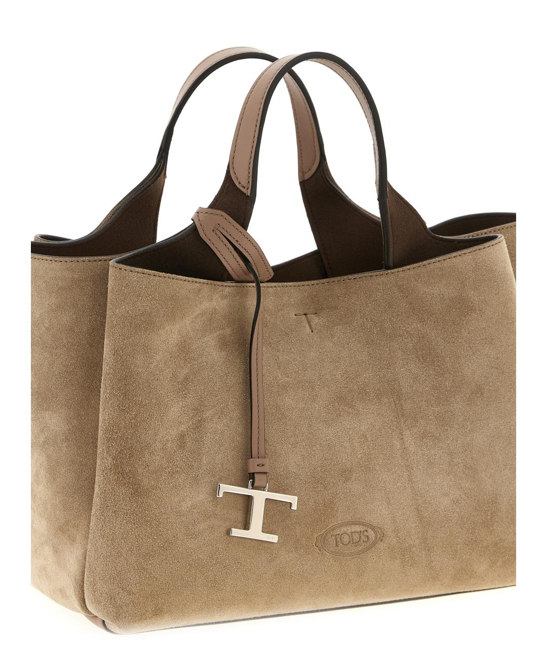 TOD'S Бежевая замшевая сумка тоут, фото 3
