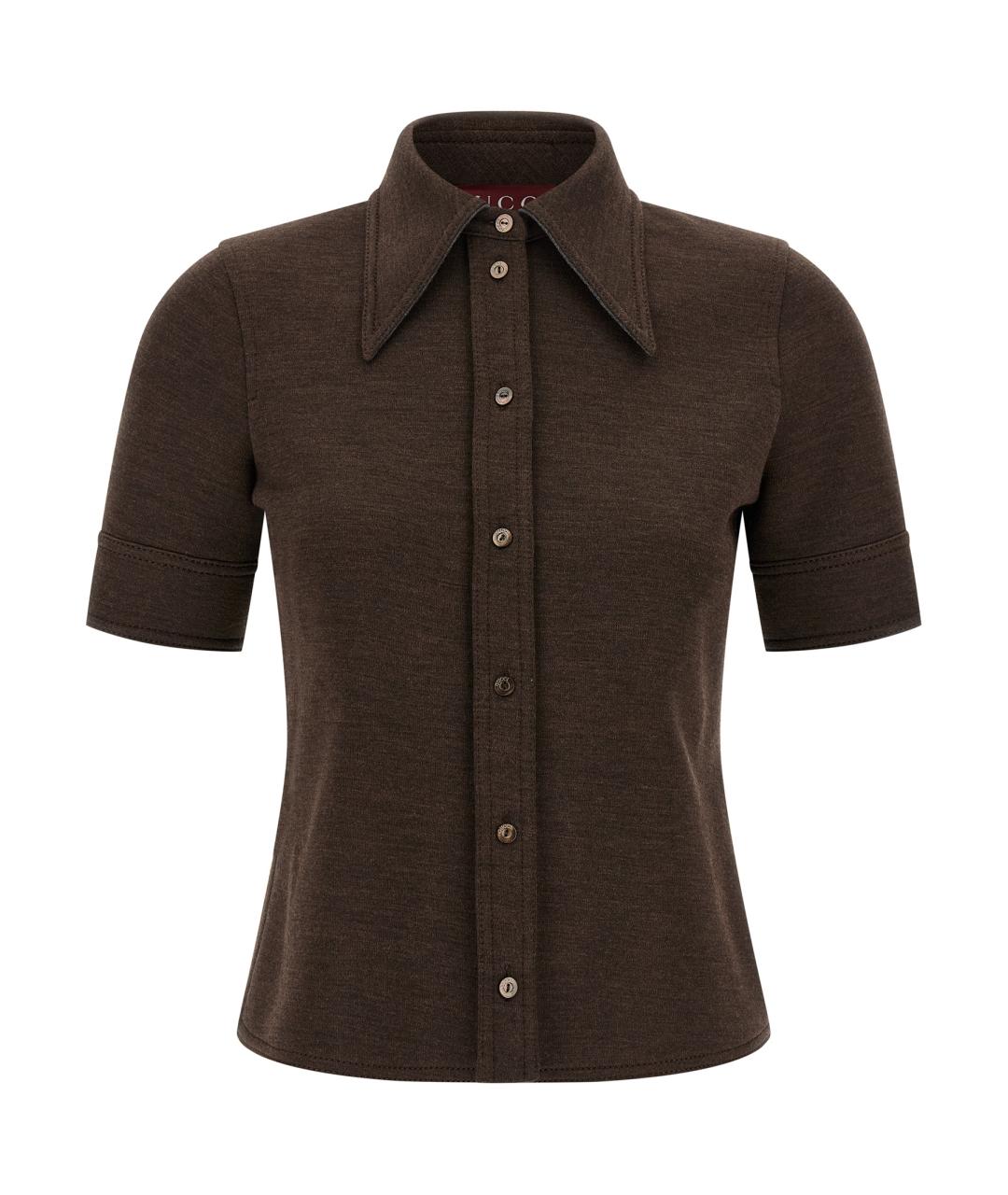 GUCCI Коричневая шерстяная блузы, фото 1