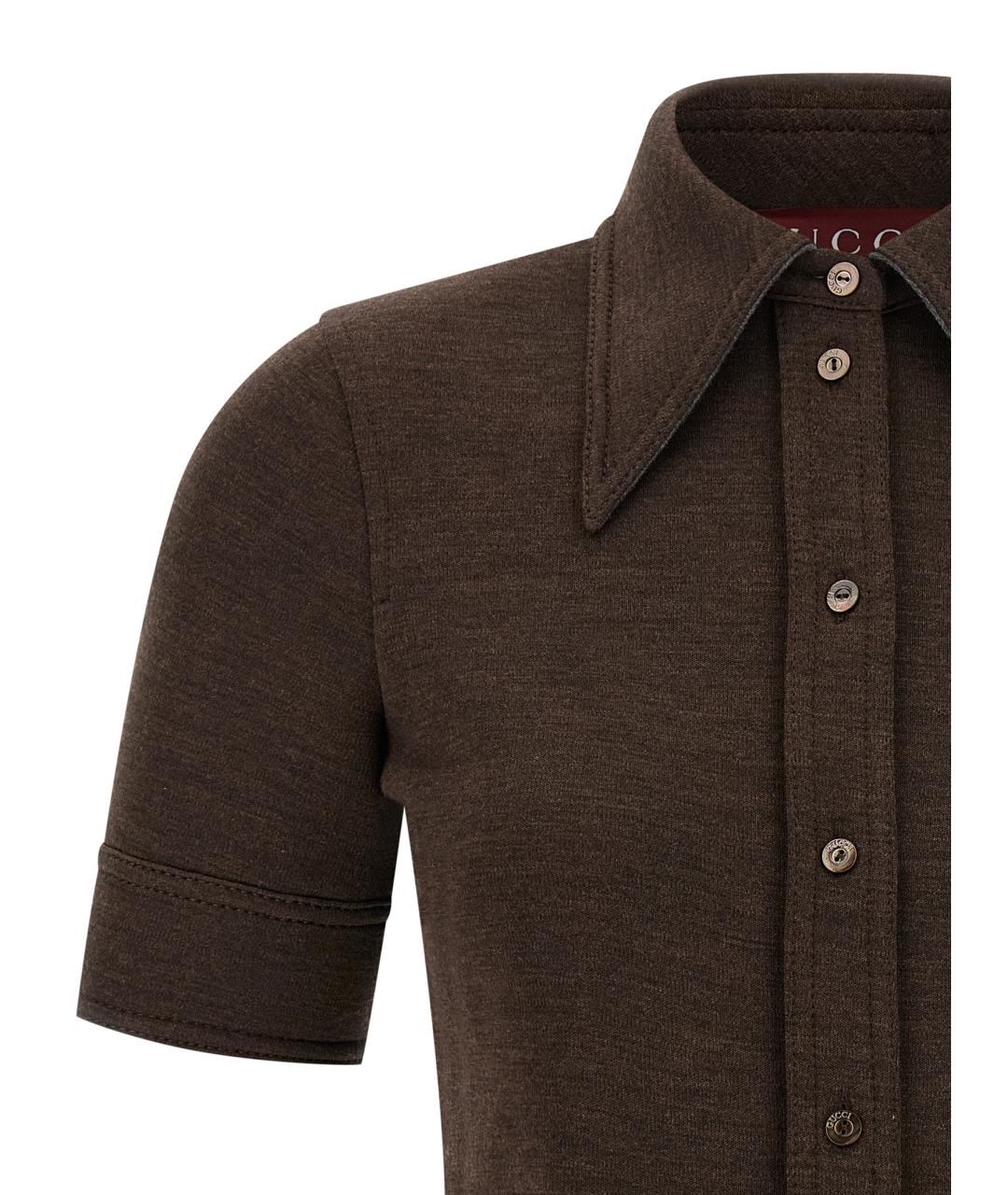 GUCCI Коричневая шерстяная блузы, фото 3