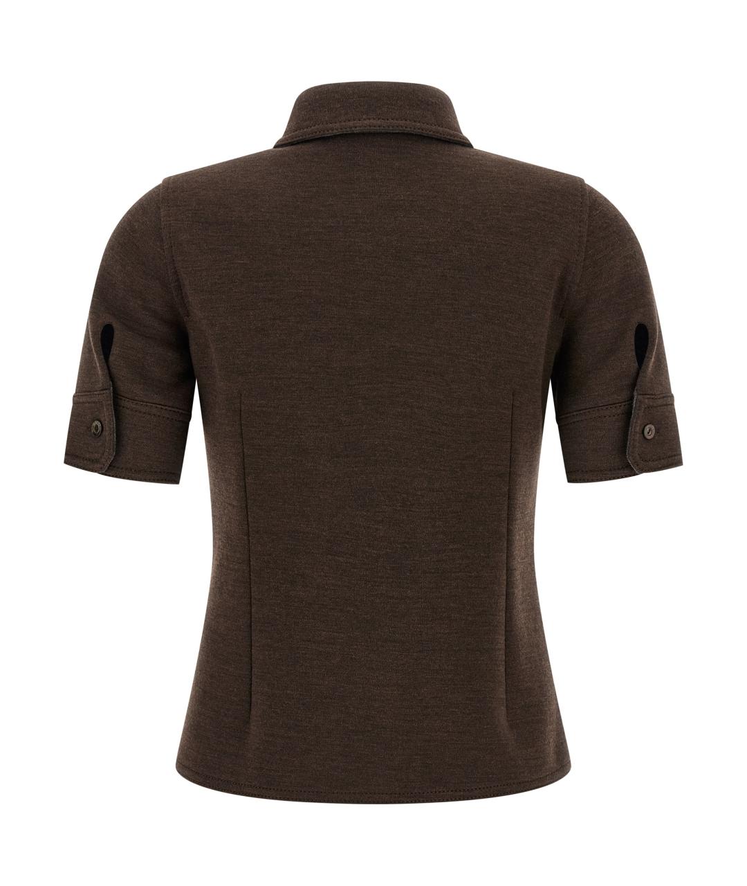 GUCCI Коричневая шерстяная блузы, фото 2