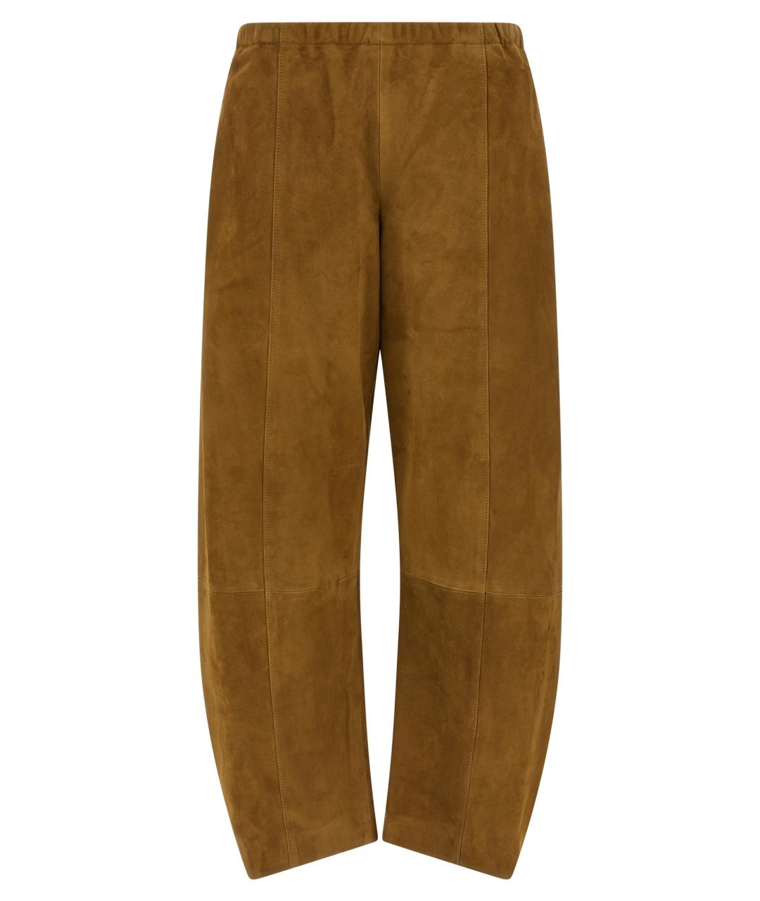 KHAITE Коричневые замшевые прямые брюки, фото 1