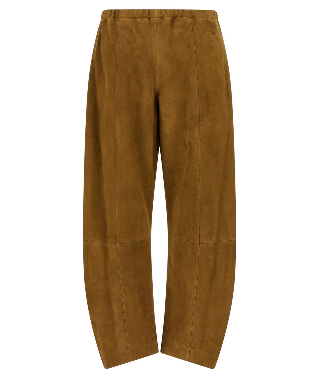 KHAITE Коричневые замшевые прямые брюки, фото 2