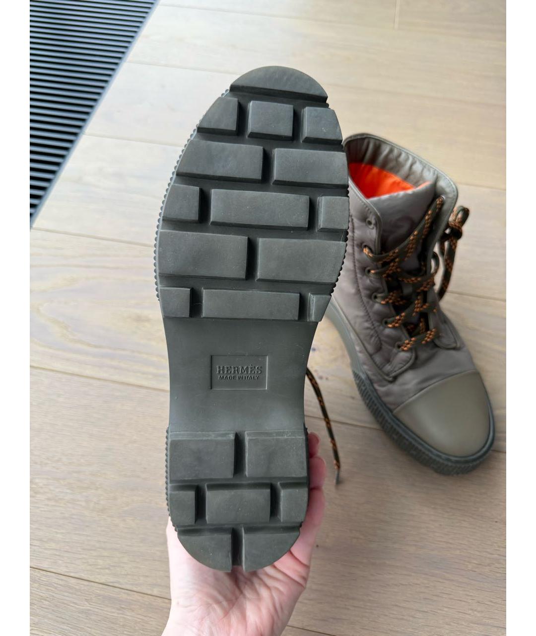 HERMES Хаки текстильные ботинки, фото 4