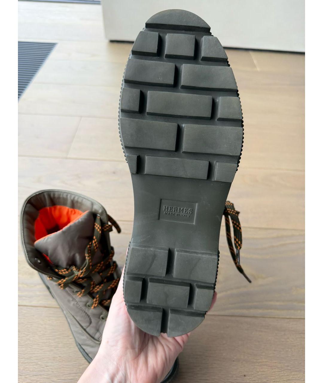 HERMES Хаки текстильные ботинки, фото 5