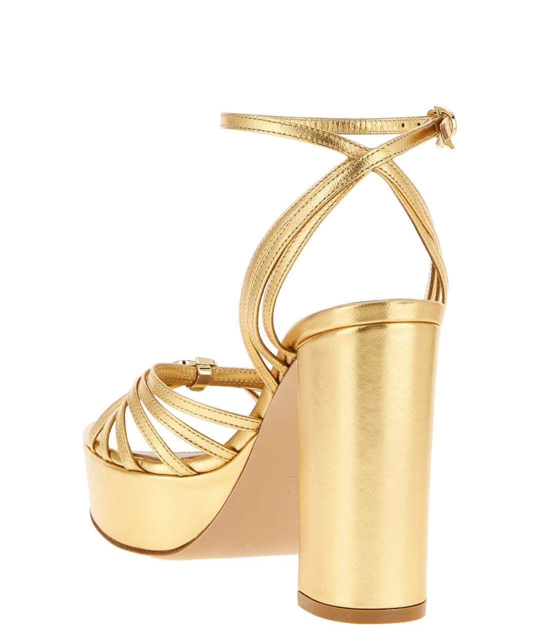 GIANVITO ROSSI Золотые кожаные босоножки, фото 3