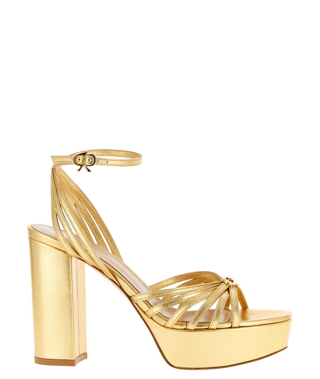 GIANVITO ROSSI Золотые кожаные босоножки, фото 1