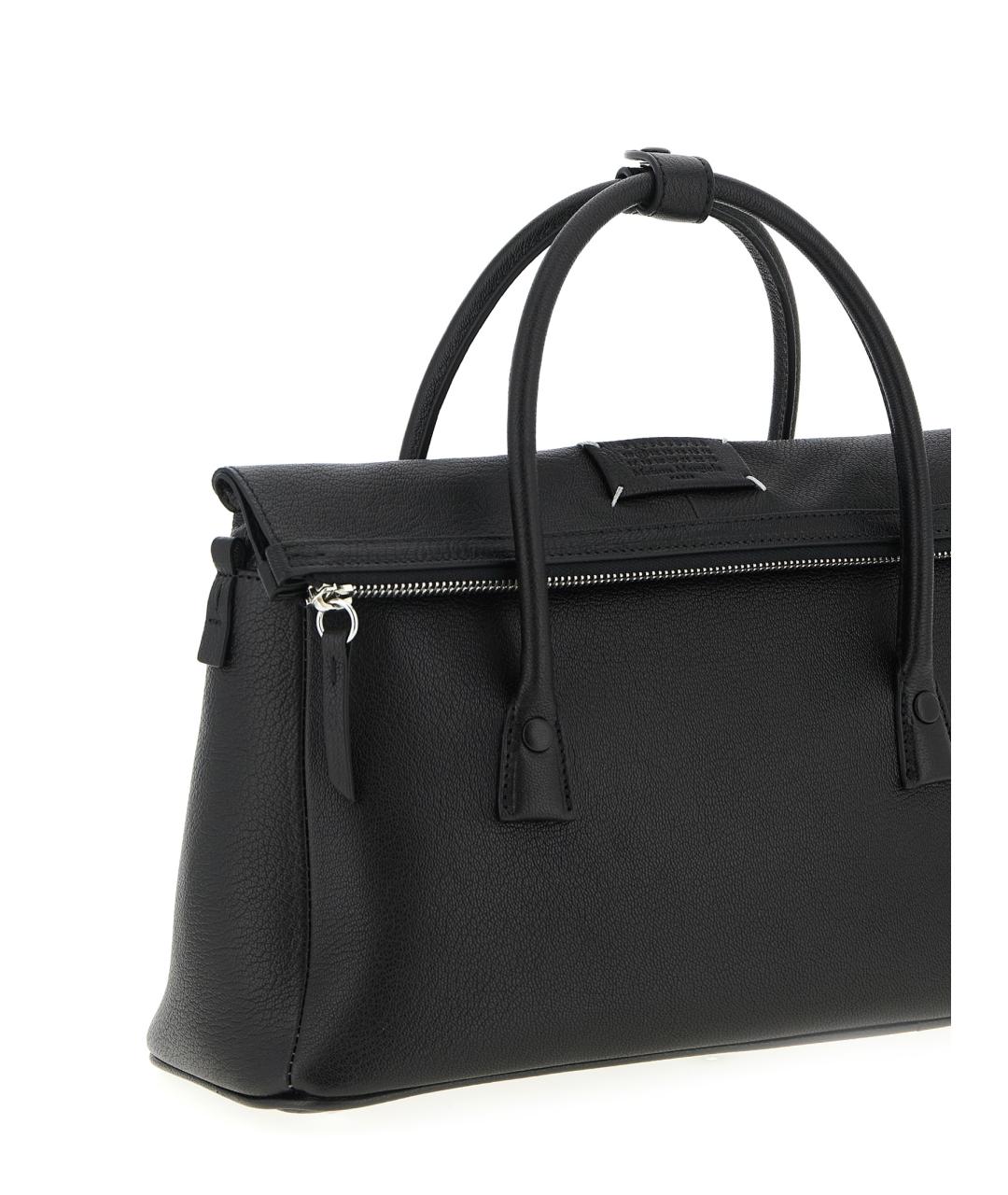 MAISON MARGIELA Черная кожаная сумка тоут, фото 3