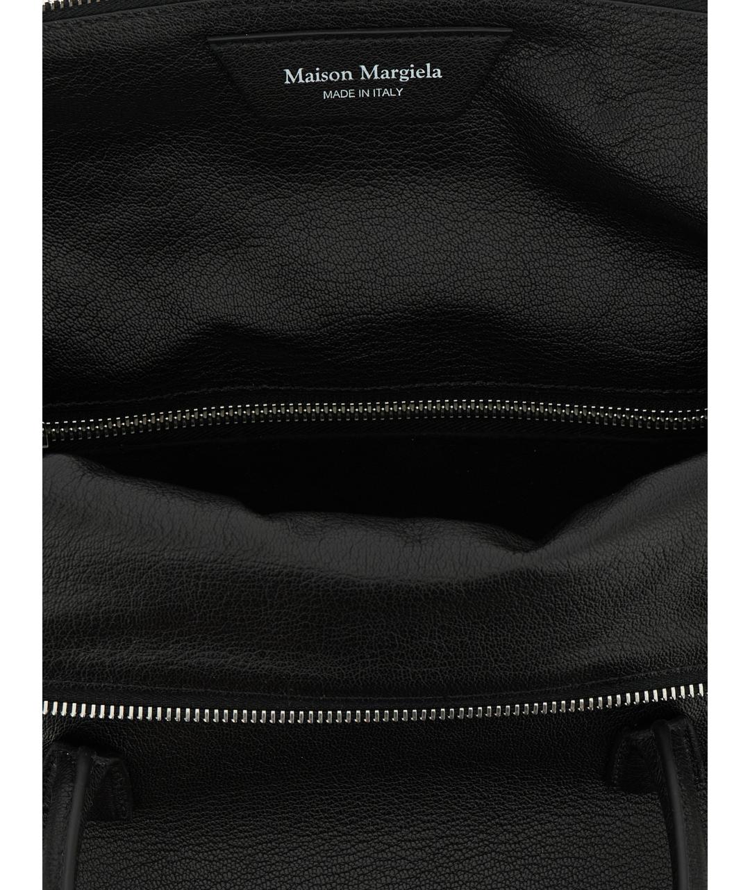 MAISON MARGIELA Черная кожаная сумка тоут, фото 4