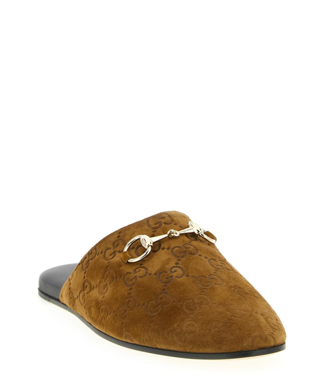 GUCCI Коричневые замшевые сабо, фото 2