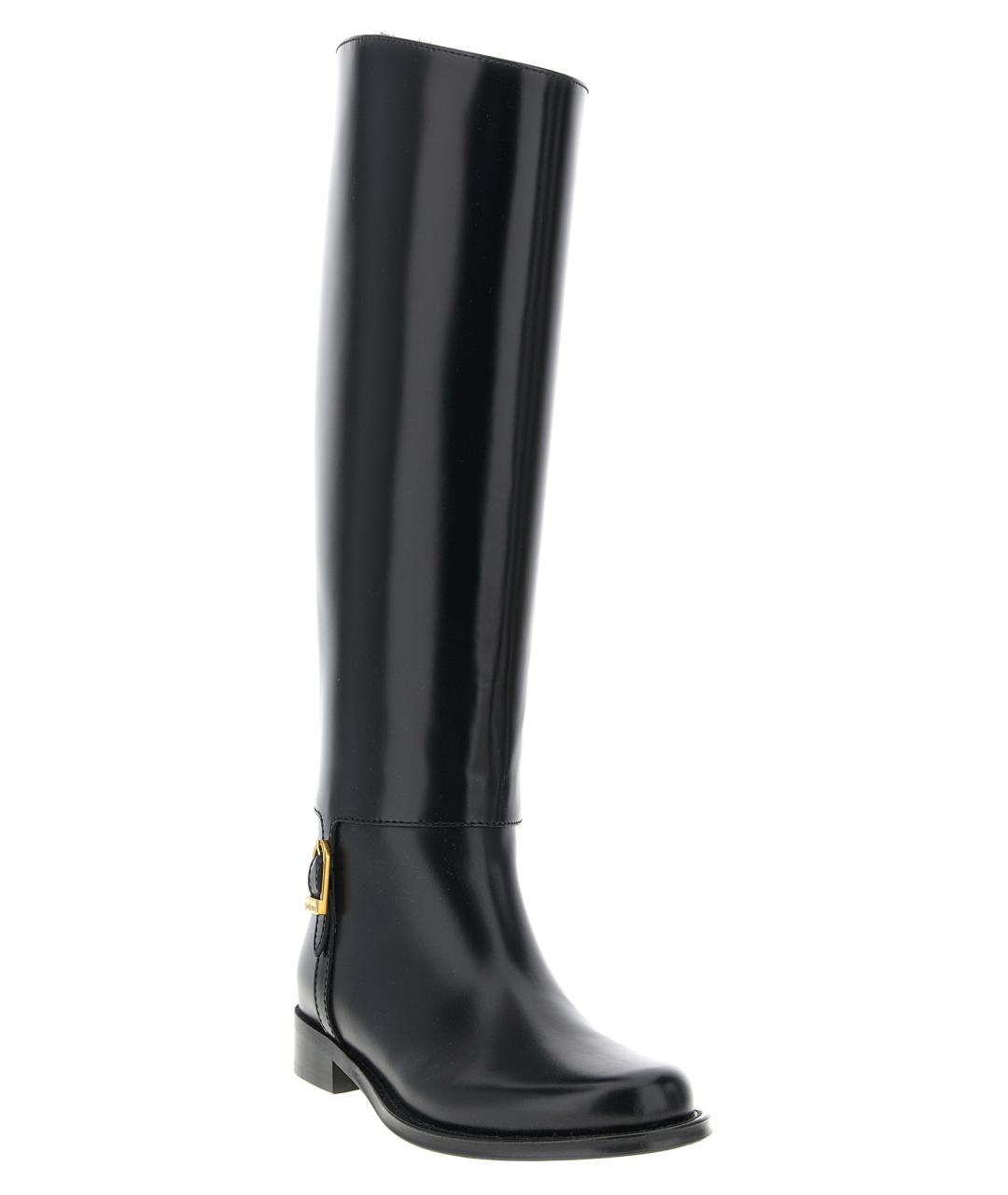 SAINT LAURENT Черные кожаные сапоги, фото 2