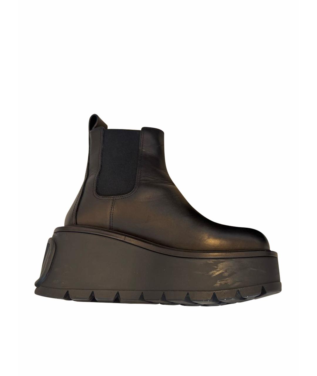 VALENTINO Черные кожаные полусапоги, фото 1