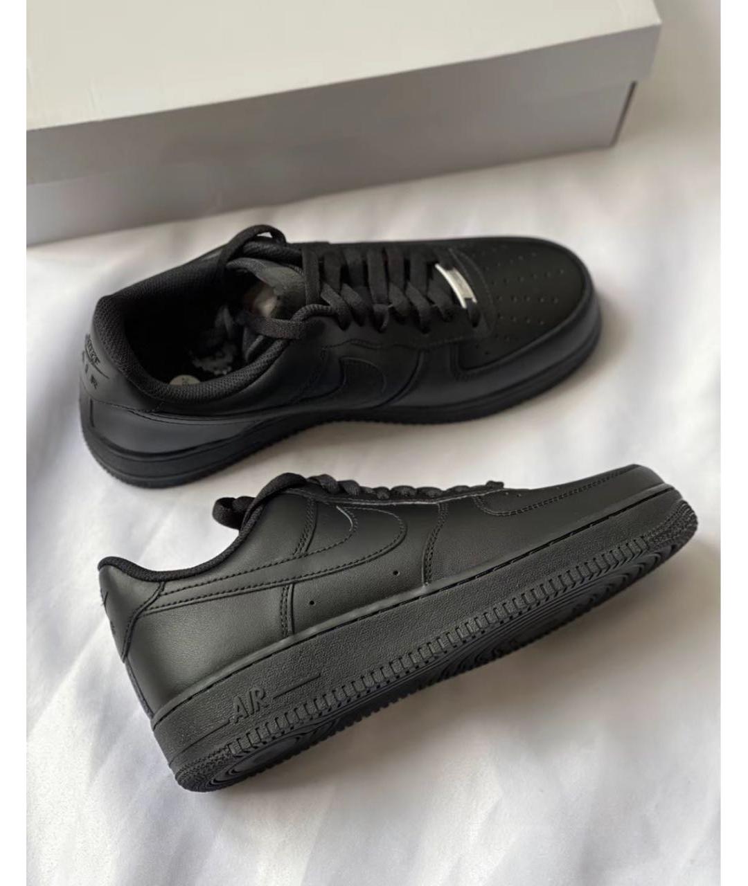 NIKE Черные кожаные низкие кроссовки / кеды, фото 3