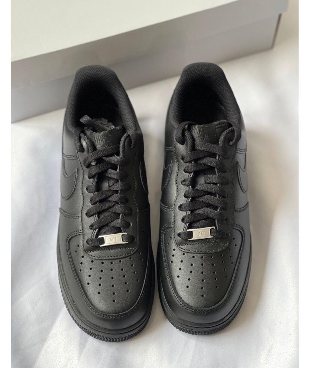 NIKE Черные кожаные низкие кроссовки / кеды, фото 4