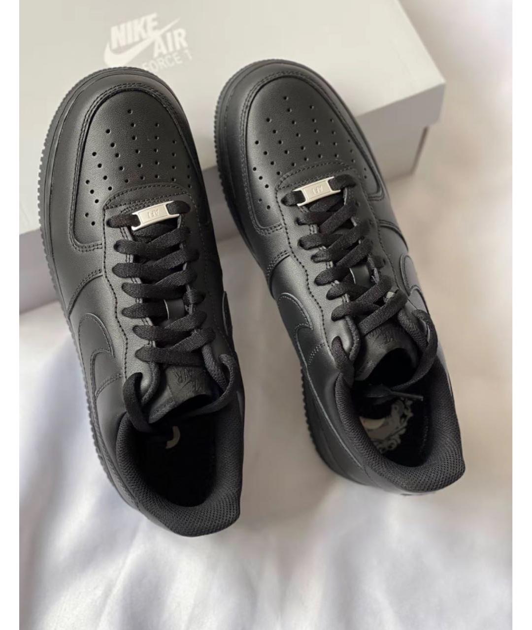 NIKE Черные кожаные низкие кроссовки / кеды, фото 5