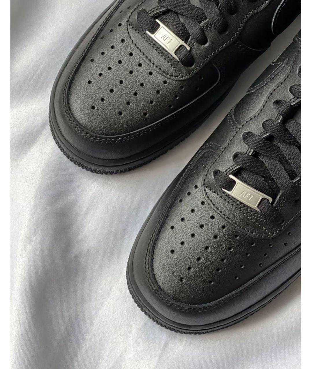 NIKE Черные кожаные низкие кроссовки / кеды, фото 7