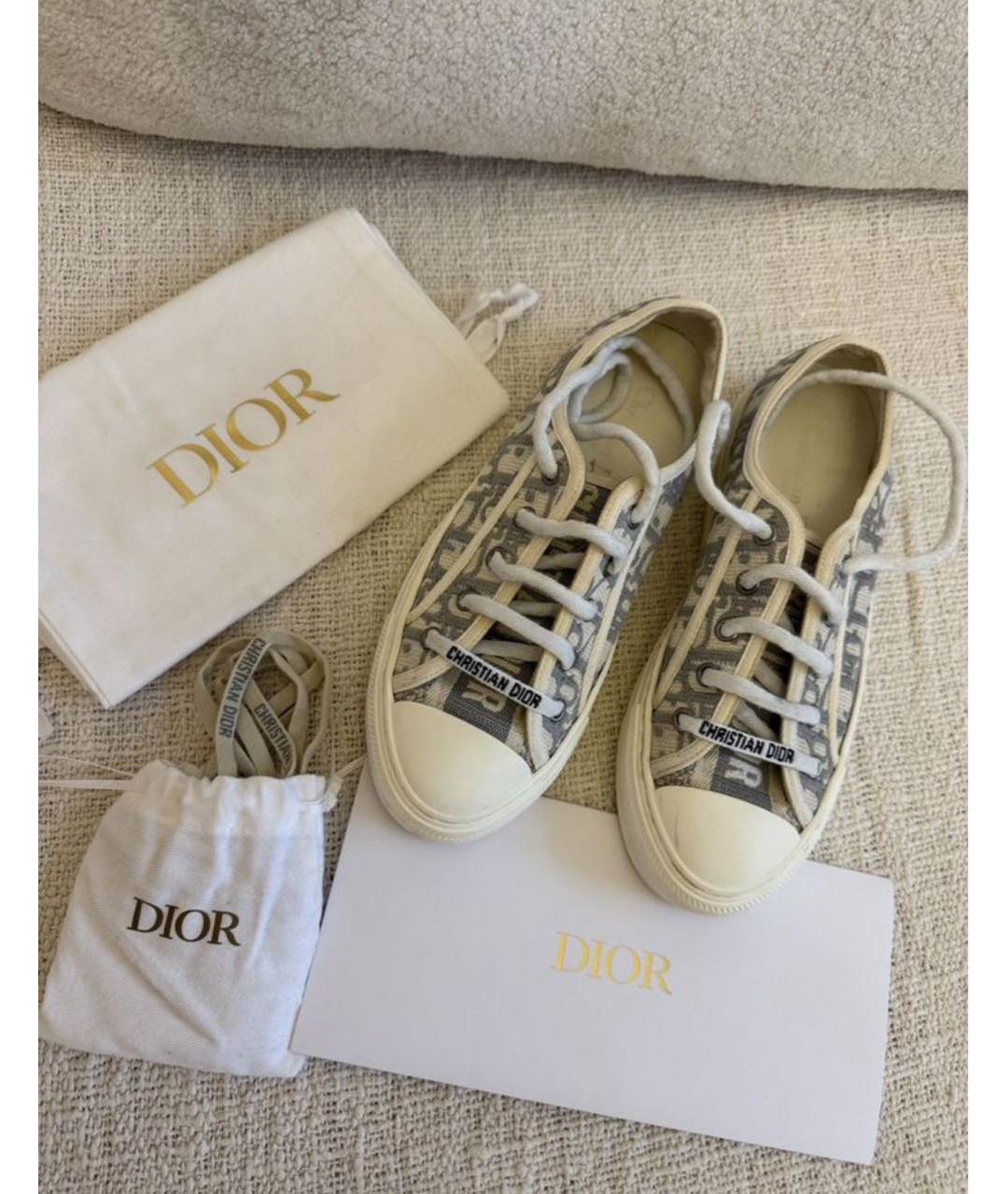 CHRISTIAN DIOR Серые текстильные кеды, фото 2