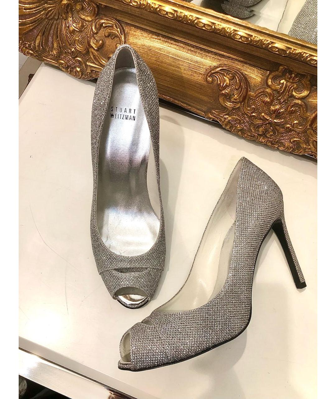 STUART WEITZMAN Серебряные кожаные туфли, фото 4