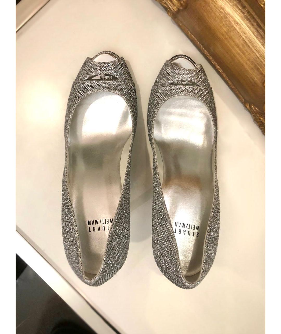 STUART WEITZMAN Серебряные кожаные туфли, фото 3