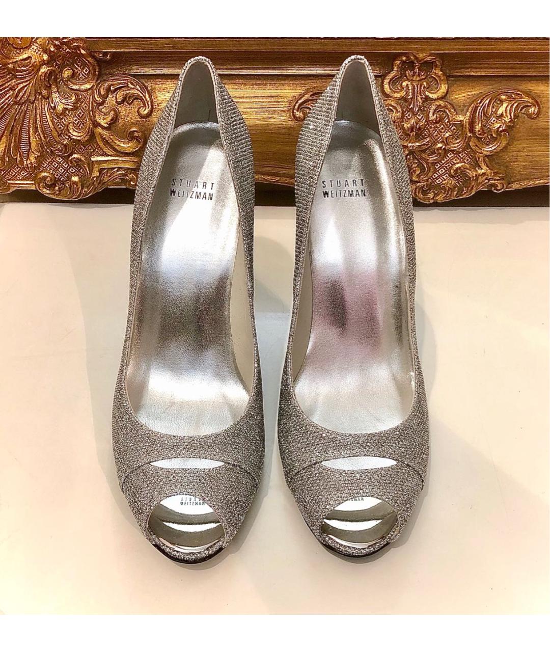 STUART WEITZMAN Серебряные кожаные туфли, фото 2