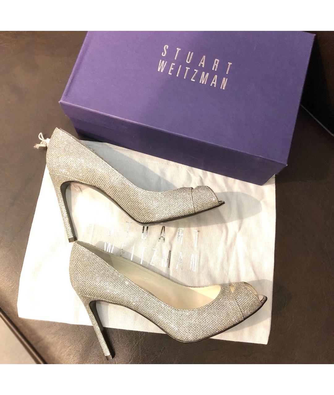 STUART WEITZMAN Серебряные кожаные туфли, фото 6