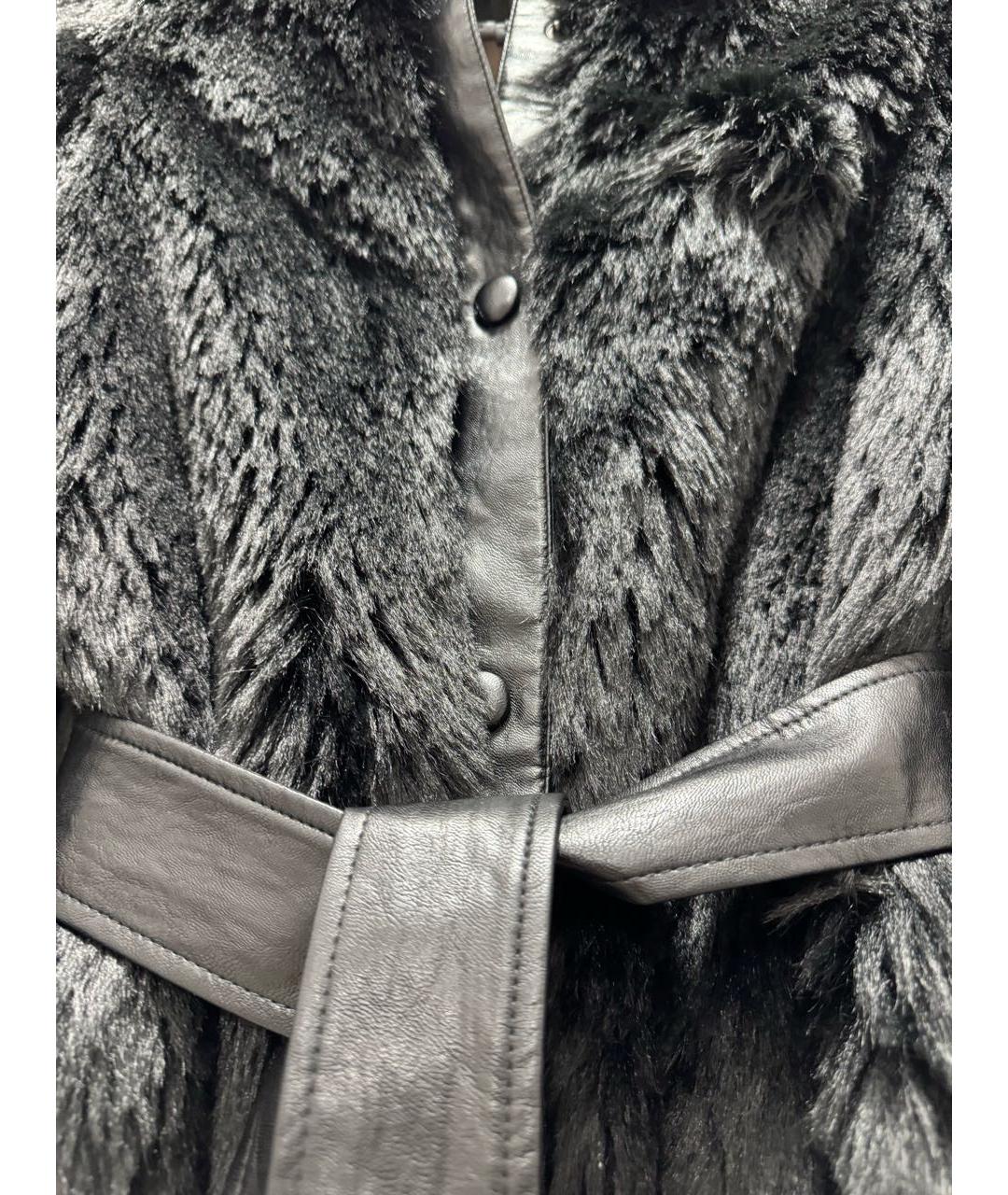 TWIN-SET Черная полиэстеровая шуба, фото 4