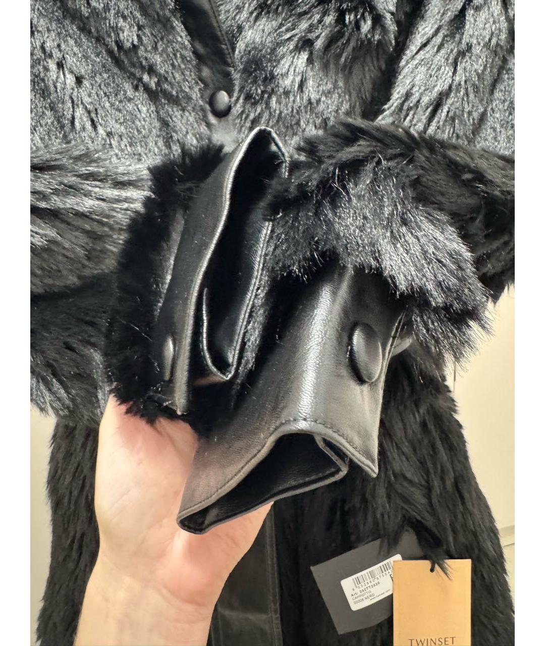 TWIN-SET Черная полиэстеровая шуба, фото 7