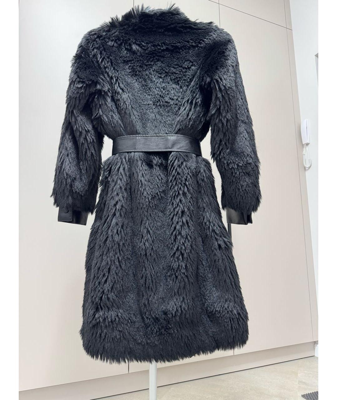 TWIN-SET Черная полиэстеровая шуба, фото 2
