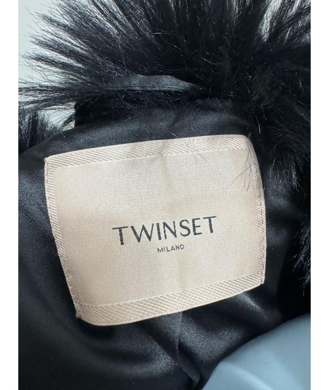 TWIN-SET Черная полиэстеровая шуба, фото 3