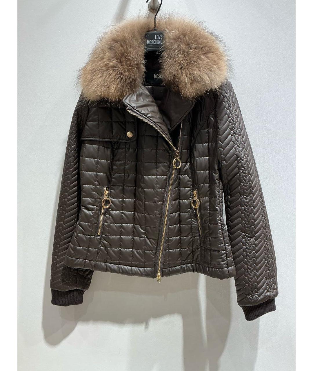 LOVE MOSCHINO Коричневая полиэстеровая куртка, фото 3
