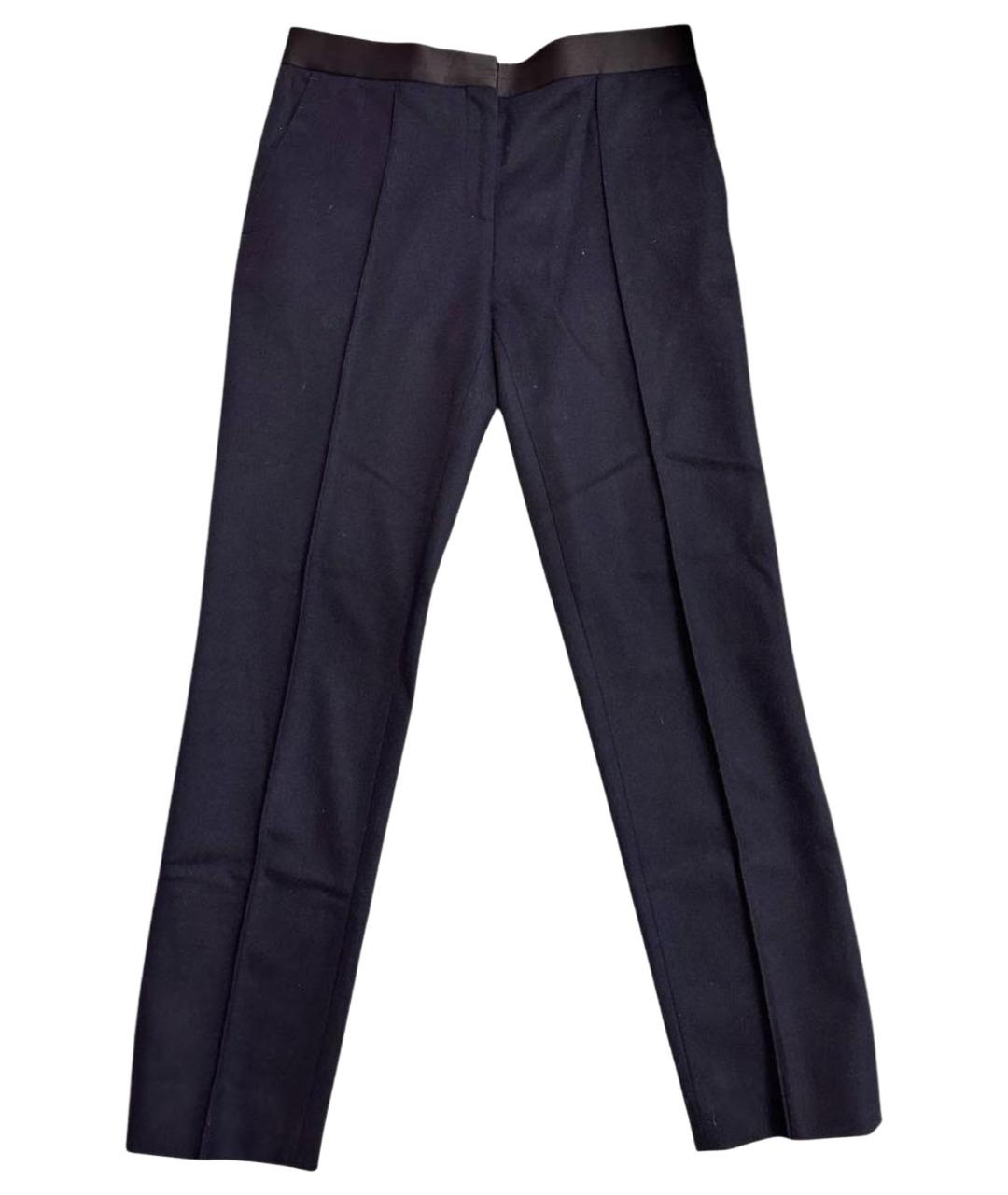 CELINE Темно-синие шерстяные прямые брюки, фото 1