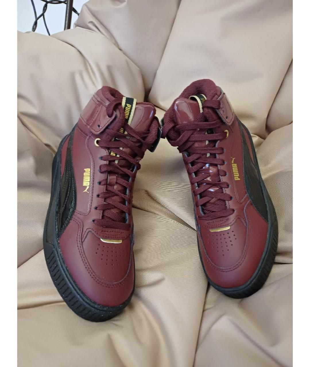 PUMA Бордовые кожаные кроссовки, фото 5