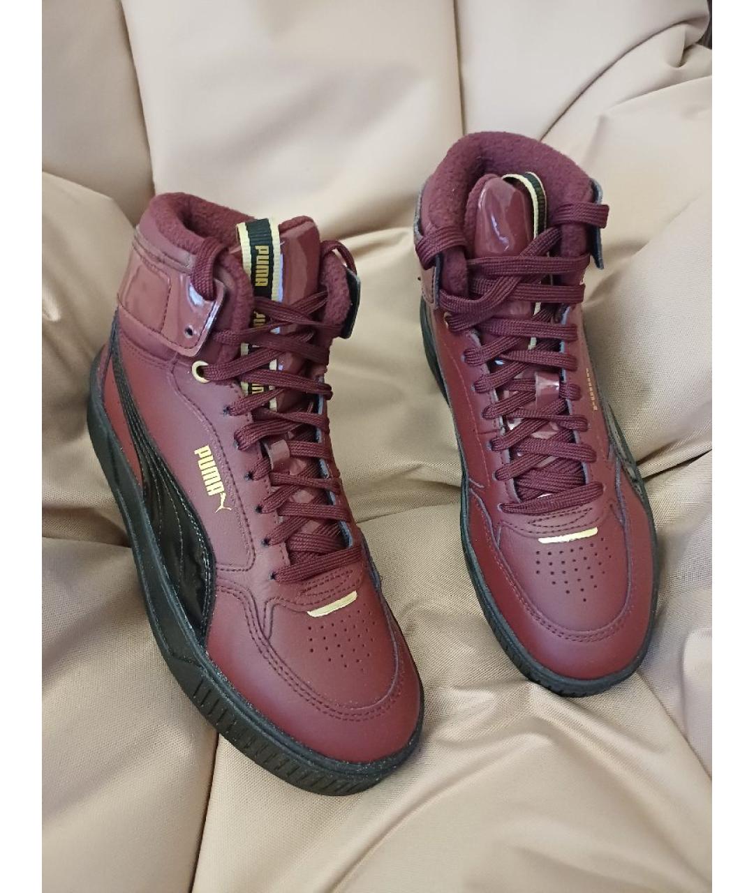 PUMA Бордовые кожаные кроссовки, фото 2