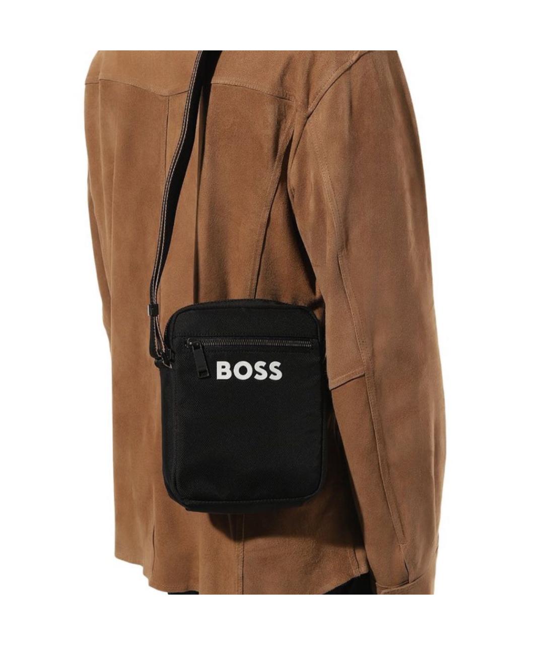 HUGO BOSS Черная тканевая сумка на плечо, фото 7