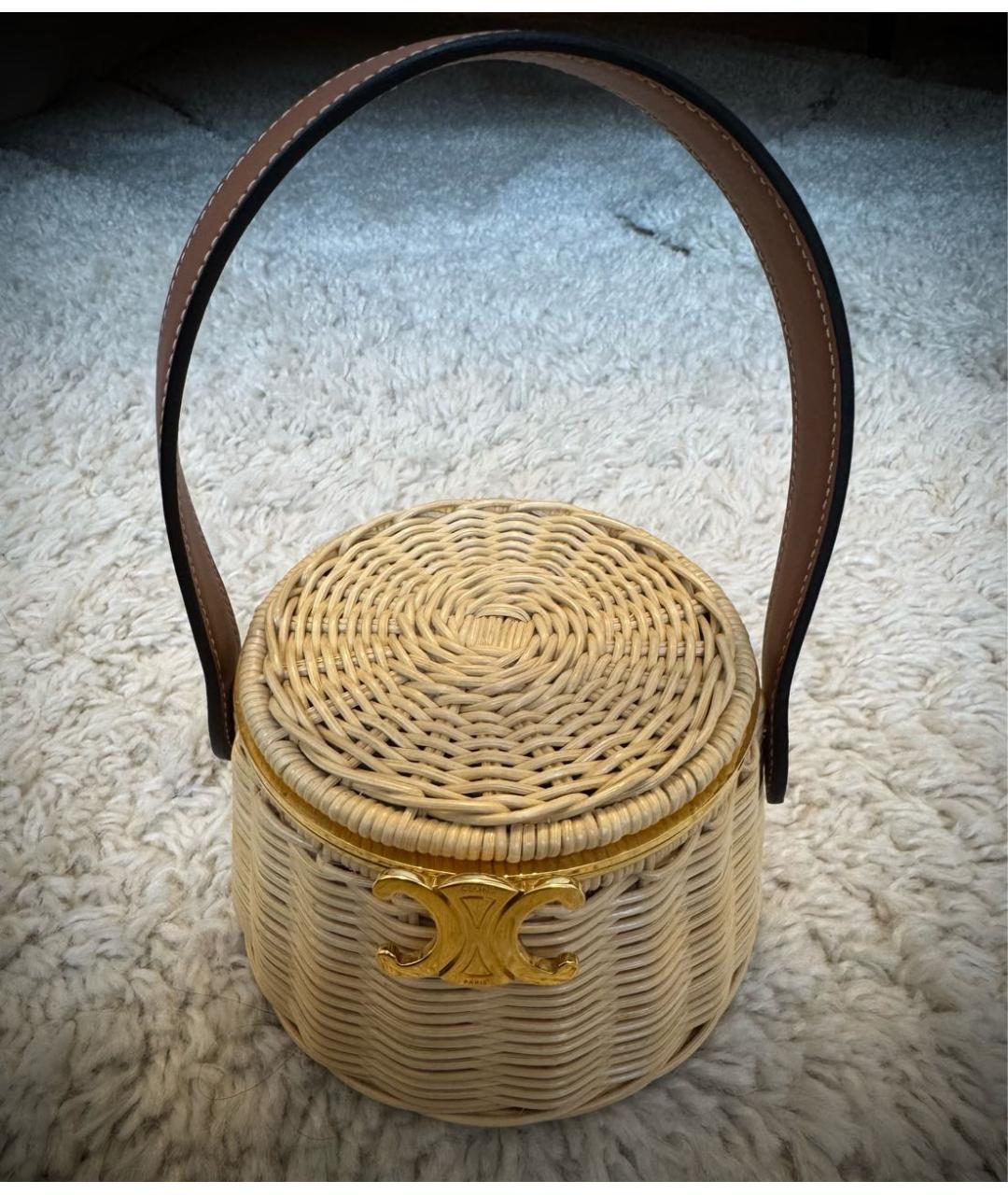 CELINE Бежевая пелетеная сумка с короткими ручками, фото 7