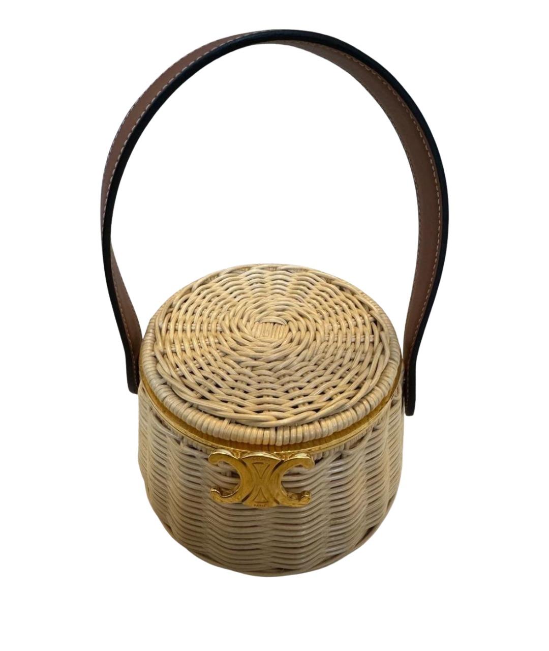 CELINE Бежевая пелетеная сумка с короткими ручками, фото 1