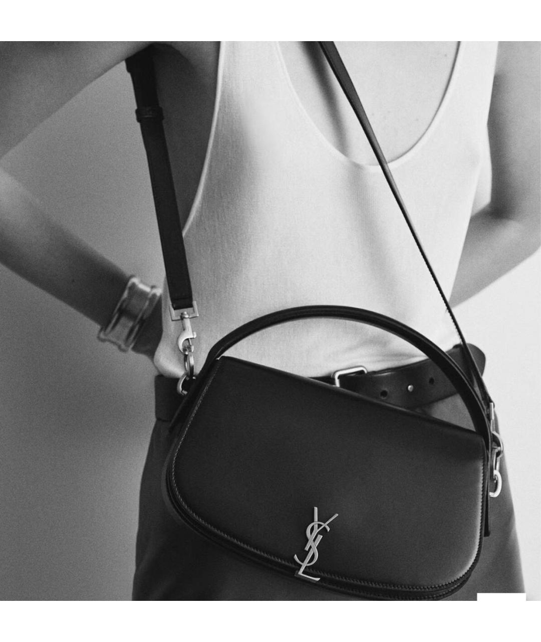 SAINT LAURENT Черная кожаная сумка через плечо, фото 2