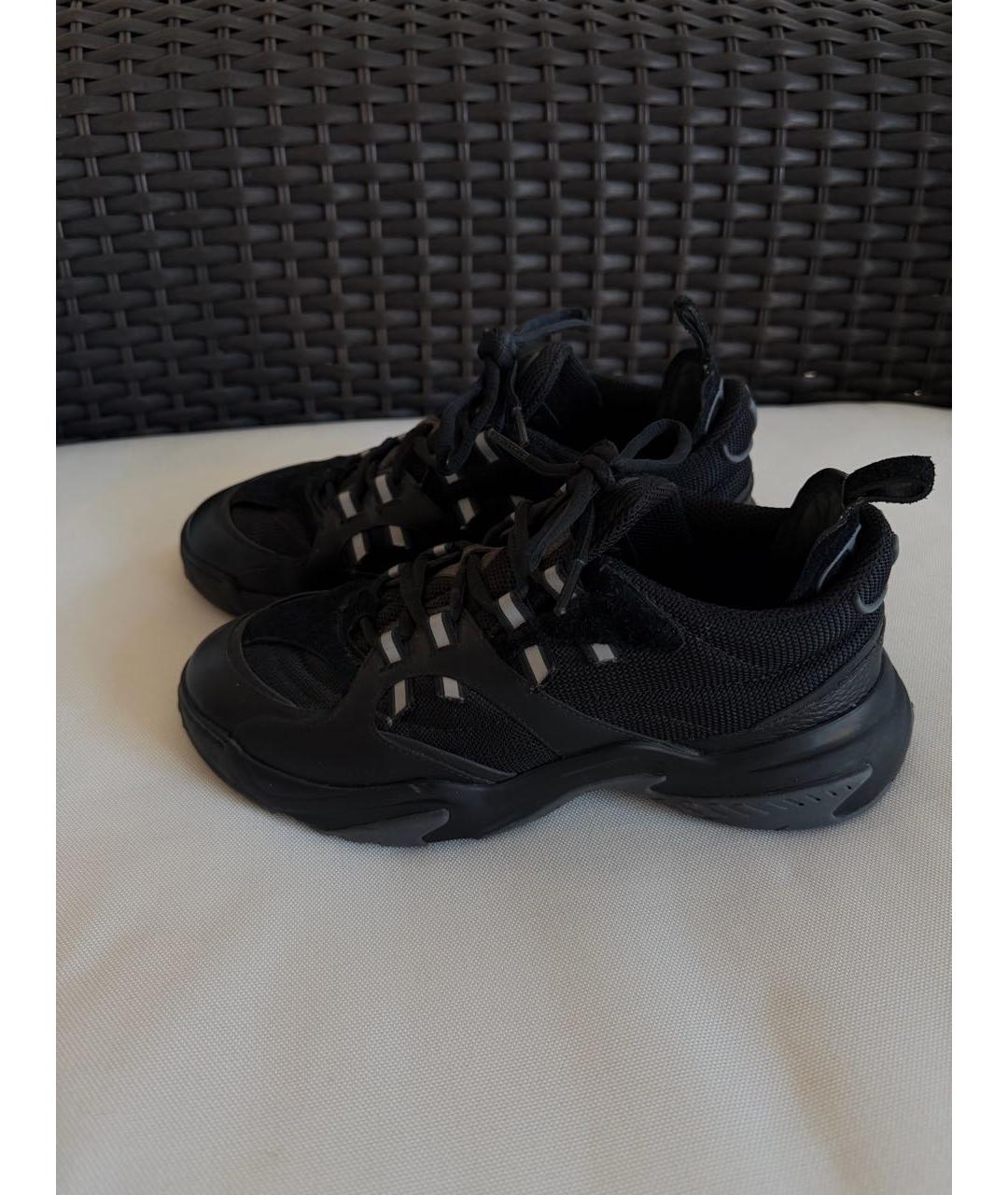 VALENTINO Черные текстильные низкие кроссовки / кеды, фото 4