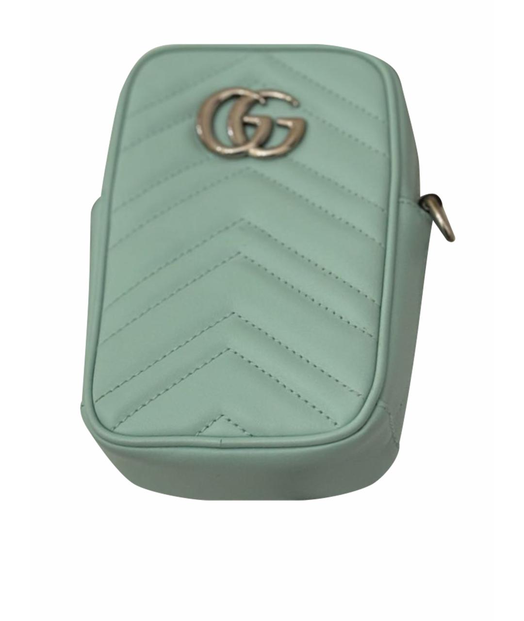 GUCCI Бирюзовая кожаная поясная сумка, фото 1